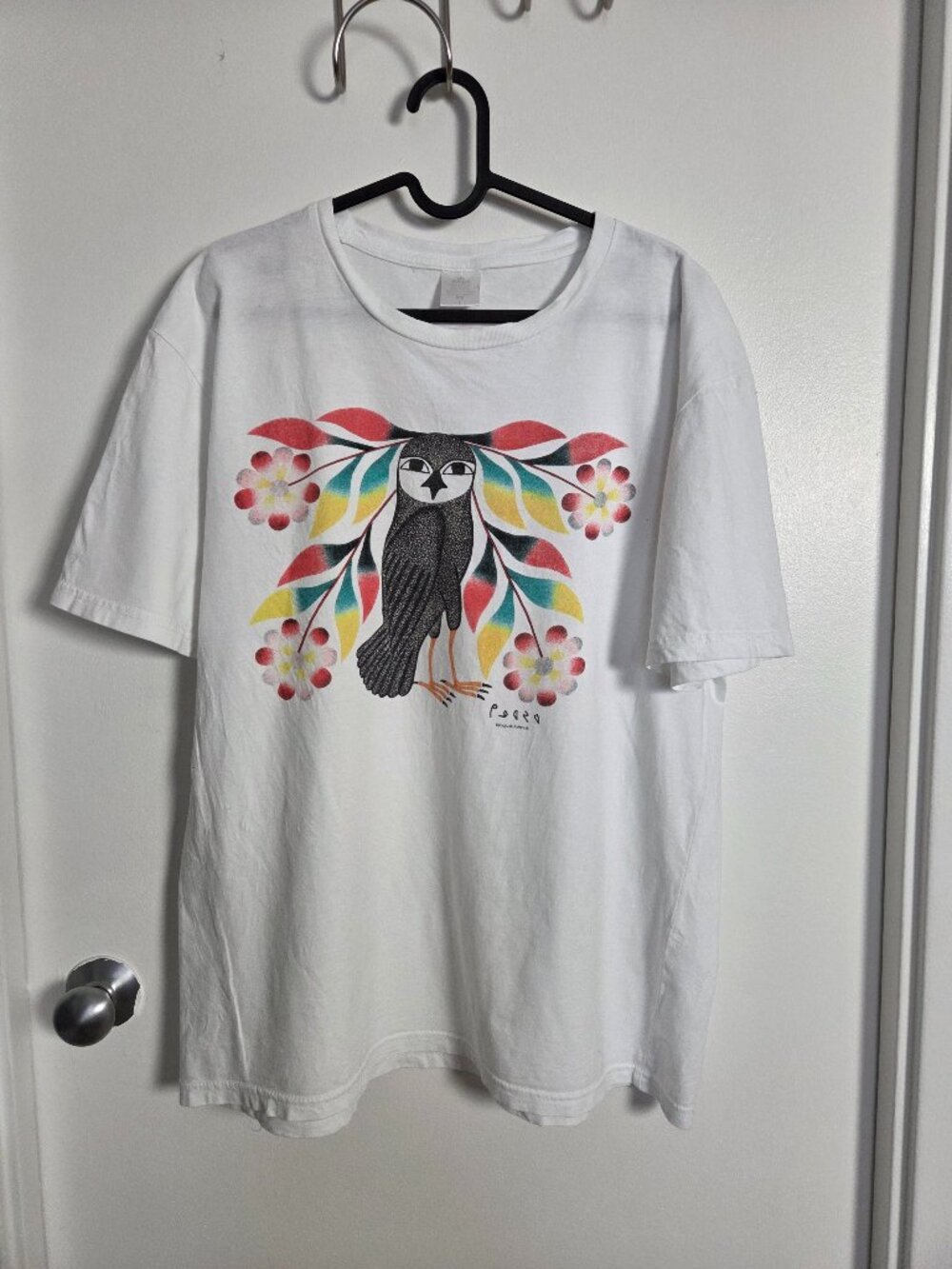Kenojuak Ashevak Owl’s Bouquet Inuit Art T-Shirt White L